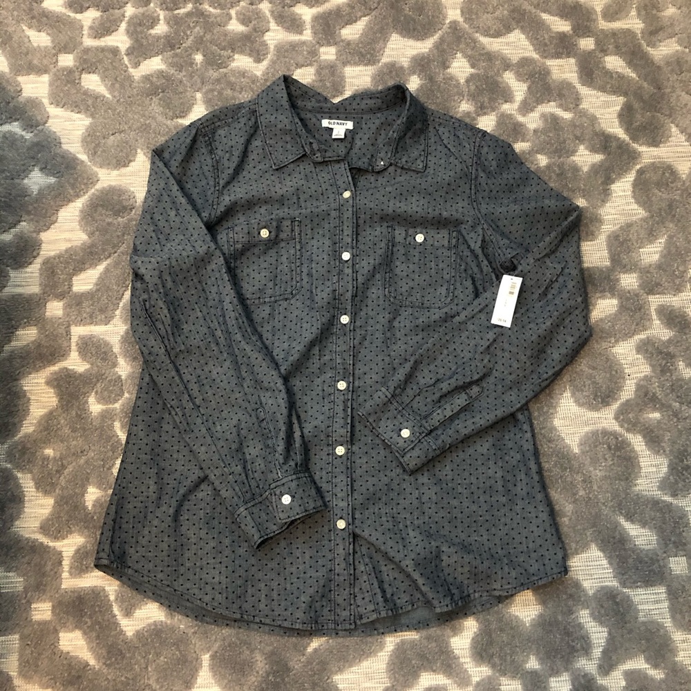 NWT Blue Polka Dot Button Down